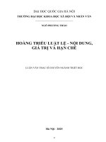 Hoàng triều luật lệ   nội dung, giá trị và hạn chế