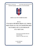Ứng dụng mô hình trọng lực trong phân tích các yếu tố Ảnh hưởng Đến xuất khẩu gỗ và sản phẩm gỗ của việt nam (khóa luận tốt nghiệp Đại học)