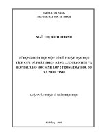 Sử dụng phối hợp một số kĩ thuật dạy học tích cực Để phát triển năng lực giao tiếp và hợp tác cho học sinh lớp 2 trong dạy học số và phép tính