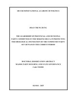 THE LEADERSHIP OF PROVINCIAL AND MUNICIPAL PARTY COMMITTEES IN THE MEKONG DELTA IN PROTECTING THE IDEOLOGICAL FOUNDATION OF THE COMMUNIST PARTY OF VIETNAM IN THE CURRENT PERIOD
