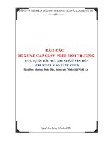 Báo cáo Đề xuất cấp giấy phép môi trường của dự Án Đầu tư khu nhà Ở yên hòa, chung cư cao tầng cuu2, phường quán bàu, thành phố vinh, tỉnh nghệ an