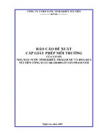 Báo cáo Đề xuất cấp giấy phép môi trường cơ sở nhà máy nước tinh khiết, thảo dược và hoa quả núi tiên xã nghĩa lâm, tỉnh nghệ an