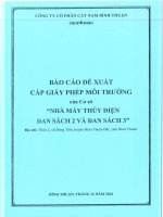 Báo cáo Đề xuất cấp gpmt nhà máy thủy Điện Đan sách 2 và Đan sách 3