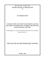 Tóm tắt: Vận dụng tiếp cận xuyên ngành trong dạy học học phần Cơ sở Khoa học tự nhiên cho sinh viên ngành Giáo dục tiểu học