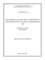 tóm tắt HOÀN THIỆN QUẢN LÝ NHÀ NƯỚC VỀ CHI PHÍ ĐẦU TƯ XÂY DỰNG DỰ ÁN ĐẦU TƯ CÔNG CỦA THÀNH PHỐ HÀ NỘI