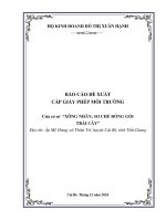 Báo cáo Đề xuất cấp giấy phép môi trường cơ sở xông nhãn, sơ chế Đóng gói trái cây (xã thiện trí)