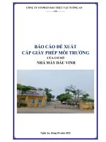 Báo cáo Đề xuất cấp giấy phép môi trường của cơ sở nhà máy dầu vinh
