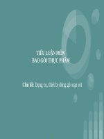 Tiểu luận - Bao gói thực phẩm -  đề tài - Dụng cụ, thiết bị đóng gói nạp rót