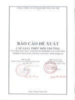 Báo cáo Đề xuất cấp giấy phép môi trường của nhà máy may nam Đàn hanosimex tại cụm công nghiệp nam giang, huyện nam Đàn