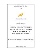 Khảo sát năng lực và xác Định nhu cầu Đào tạo về kỹ thuật số cho dược sĩ nhà thuốc tại tỉnh bình dương năm 2024 Đồ Án tốt nghiệp thạc sĩ tổ chức quản lý dược
