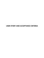 User story and acceptance criteria
