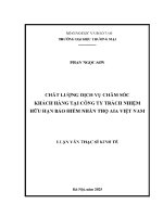 Chất Lượng Dịch Vụ Chăm Sóc Khách Hàng Tại Công Ty Trách Nhiệm Hữu Hạn Bảo Hiểm Nhân Thọ Aia Việt Nam