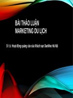 Tiểu luận - MARKETING DU LỊCH - đề tài - Hoạt động quảng cáo của Khách sạn DaeWoo Hà Nội