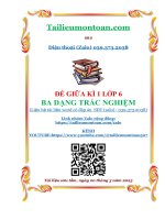 Đề giữa kì 1 môn toán lớp 6 chương trình mới 2025