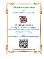 Đề giữa kì 1 toán 8 cấu trúc mới (3 dạng trăc nghiệm)