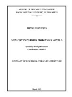 MEMORY IN PATRICK MODIANO’S NOVELS