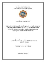 Tóm Tắt: Các yếu tố ảnh hưởng đến quyết định ứng dụng chuyển đổi số trong quản lý chuỗi cung ứng của các doanh nghiệp: Trường hợp doanh nghiệp tại vùng Đông Nam Bộ