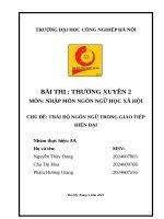 Môn nhập môn ngôn ngữ học xã hội chủ Đề thái Độ ngôn ngữ trong giao tiếp hiện Đại