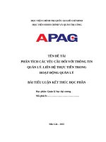 Phân tích các yêu cầu Đối với thông tin quản lý  liên hệ thực tiễn trong hoạt Động quản lý