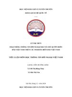 Hoạt Động thông tin Đối ngoại bảo vệ chủ quyền biển Đảo việt nam trên các website biển Đảo việt nam