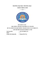 Thương mại Điện tử căn bản Đề tài phân tích hệ thống thanh toán của ví Điện tử  liên hệ một doanh nghiệp cụ thê