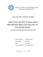 Phân tích chi tiết về hoạt Động môi giới bất Động sản tại công ty vạn thành group