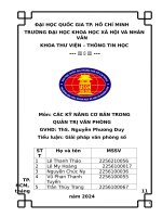 Môn các kỹ năng cơ bản trong quản trị văn phòng tiểu luận giải pháp văn phòng số