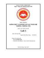 Kiểm thử và Đánh giá an toàn hệ thống thông tin