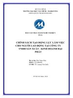 Chính sách tạo Động lực làm việc cho người lao Động tại công ty tnhh sản xuất   kinh doanh Đại phát