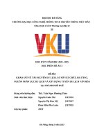 Khảo sát về tài nguyên du lịch, cơ sở vật chất, hạ tầng, nguồn nhân lực du lịch và xây dựng tuyến du lịch văn hóa tại thành phố huế