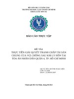 Thực tiễn giải quyết tranh chấp tài sản chung của vợ, chồng sau khi ly hôn tại tòa Án nhân dân quận 4, tp  hồ chí minh