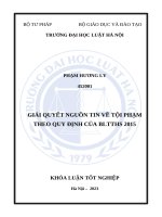 KHOÁ LUẬN TỐT NGHIỆP: GIẢI QUYẾT NGUỒN TIN VỀ TỘI PHẠM THEO QUY ĐỊNH CỦA BỘ LUẬT TỐ TỤNG HÌNH SỰ 2015
