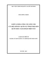 Chất lượng công tác dân vận của Bộ chỉ huy quân sự tỉnh ở địa bàn Quân khu 4 giai đoạn hiện nay