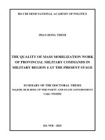 THE QUALITY OF MASS MOBILIZATION WORK OF PROVINCIAL MILITARY COMMANDS IN MILITARY REGION 4 AT THE PRESENT STAGE