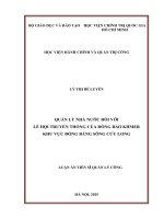 QUẢN LÝ NHÀ NƯỚC ĐỐI VỚI LỄ HỘI TRUYỀN THỐNG CỦA ĐỒNG BÀO KHMER KHU VỰC ĐỒNG BẰNG SÔNG CỬU LONG LUẬN ÁN TIẾN SĨ QUẢN LÝ CÔNG
