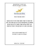 Khảo sát tuân thủ Điều trị và một số yếu tố liên quan Ở người bệnh lao phổi Được quản lý Điều trị ngoại trú tại trung tâm y tế huyện củ chi năm 2024 Đồ Án tốt nghiệp thạc sĩ tổ chức quản lý dược