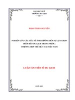 Nghiên cứu các yếu tốt ảnh hưởng đến sự lựa chọn điểm đến du lịch trong nước: Trường hợp thế hệ Y tại Việt Nam