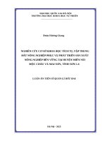 Nghiên cứu cơ sở khoa học tích tụ, tập trung đất nông nghiệp phục vụ phát triển sản xuất nông nghiệp bền vững tại huyện miền núi Mộc Châu và Mai Sơn, tỉnh Sơn La