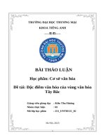 Cơ sở văn hóa Đề tài Đặc Điểm văn hóa của vùng văn hóa tây bắc