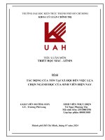 Đề tài tác Động của tồn tại xã hội Đến việc lựa chọn ngành học của sinh viên hiện nay