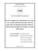 Nghiên cứu Ảnh hưởng của năng lực tự học Đến kết quả học tập của sinh viên tại trường Đại học kinh tế   Đh Đà nẵng (nghiên cứu kqht của sinh viên năm 1)