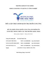 Đề tài phân tích chuỗi cung Ứng sản phẩm sữa tươi tiệt trùng trên các thị trường khác nhau