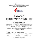 Báo cáo thực tập tốt nghiệp Đơn vị thực tập công ty cổ phần lương thực thực phẩm colusa – miliket