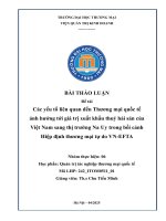 Các yếu tố liên quan Đến thương mại quốc tế Ảnh hưởng tới giá trị xuất khẩu thuỷ hải sản của việt nam sang thị trường na uy trong bối cảnh hiệp Định thương mại tự do vn ef