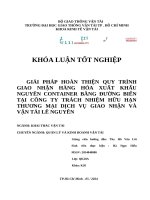 Giải pháp hoàn thiện quy trình giao nhận hàng hóa xuất khẩu nguyên container bằng Đường biển tại công ty trách nhiệm hữu hạn thương mại dịch vụ giao nhận và vận tải lê nguyên