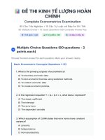 Complete econometrics exam 100 questions with full answer key 100 câu hỏi kinh tế lượng kèm Đáp Án