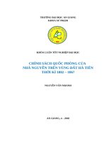 Chính sách quốc phòng của nhà nguyễn trên vùng Đất hà tiên thời kì 1802 – 1867