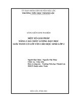 Một số giải pháp nâng cao chất lượng dạy học giải toán có lời văn cho học sinh lớp 2