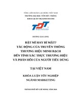 Bật mí hay bí mật tác Động của truyền thông thương hiệu minh bạch Đến tính xác thực thương hiệu và phản hồi của người tiêu dùng tại việt nam