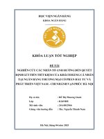Khóa luận tốt nghiệp Ngân hàng: Nghiên cứu các nhân tố ảnh hưởng đến quyết định gửi tiền tiết kiệm của khách hàng cá nhân tại Ngân hàng Thương mại Cổ phần Đầu tư và Phát triển Việt Nam – Chi nhánh Vạn Phúc Hà Nội